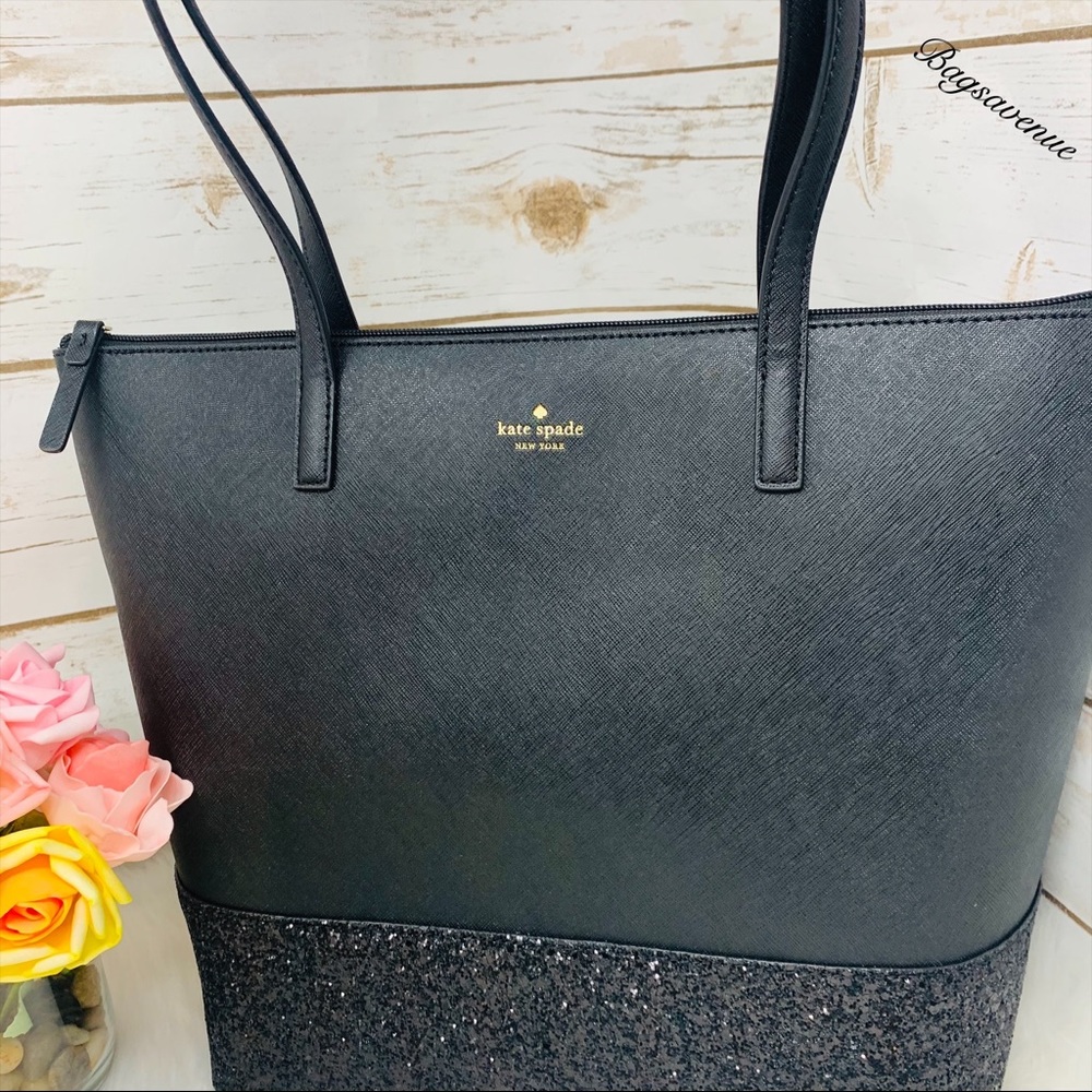 #bagsavenue  Glitter Bag Kate spade Penny Greta Tote Black - Picture 9 of 10